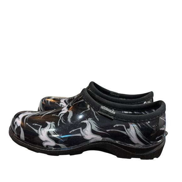 Sloggers Waterproof Garden Shoe Rain Clog Size 7 Galloping Horse Print Black - Picture 2 of 8